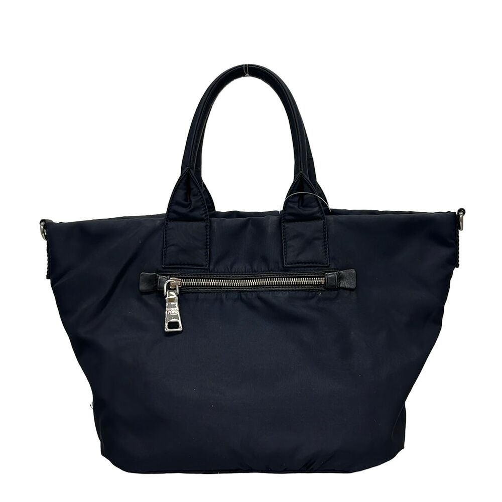 Prada Tessuto Double Tote Bag BN1959 Black Dark Navy - Picture 11 of 11